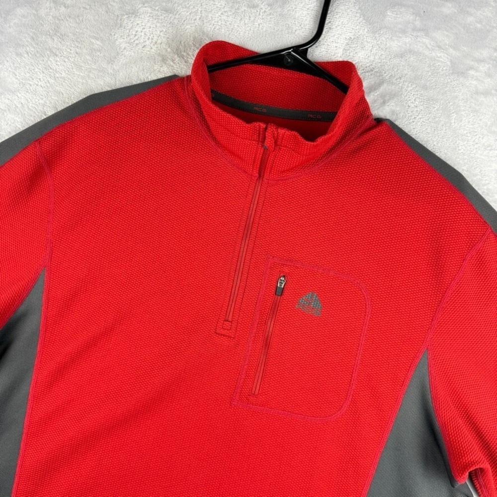 Nike ACG Sweatshirt Mens XL 1/4 Zip Pullover Lightweight Dri Fit Mid Layer Red